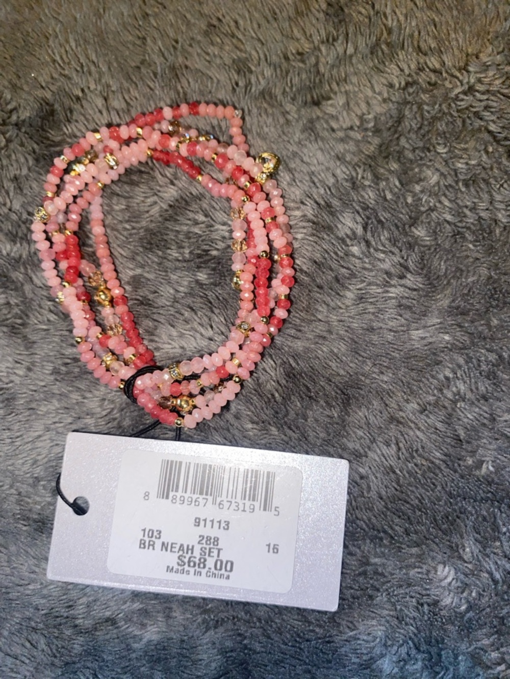BNWT BaubleBar Indya Semi-Precious Layered Stretch Bracelets Set of 6 in Pink$68